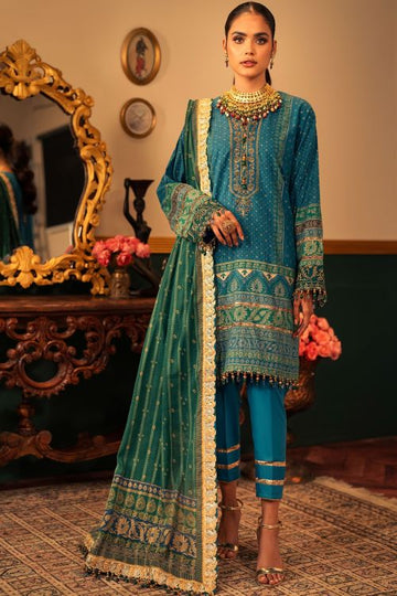 Alkaram FC-9B-22-Blue Festive Eid Lawn 2022 Online Shopping